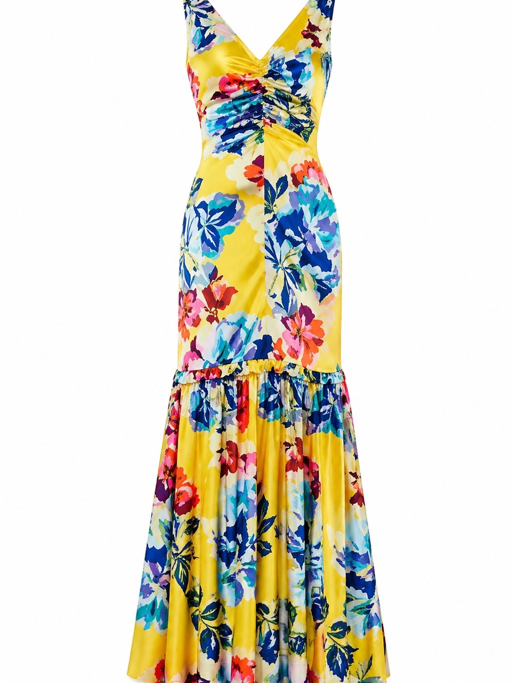 Boston Proper Yellow Floral V-Neck Maxi Dress - Picture 3 of 12